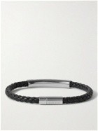 Hugo Boss - Silver-Tone and Woven Leather Bracelet - Black