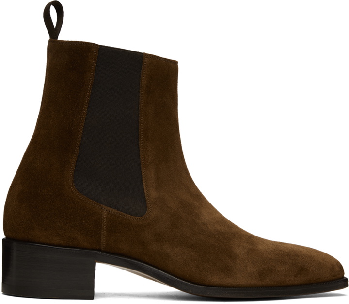 Photo: TOM FORD Brown Leather Chelsea Boots