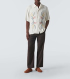 Commas Embroidered linen and cotton bowling shirt