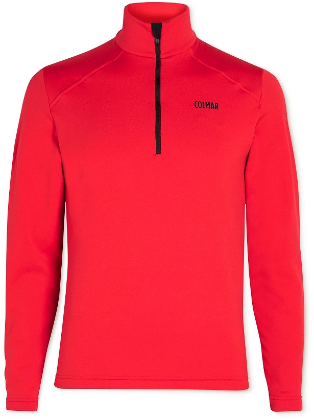 Photo: Colmar - Logo-Print Thermal Tech-Jersey Half-Zip Ski Mid-Layer - Red