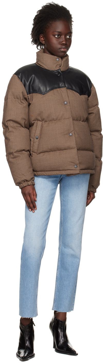 rag & bone Brown Cal Houndstooth Down Jacket
