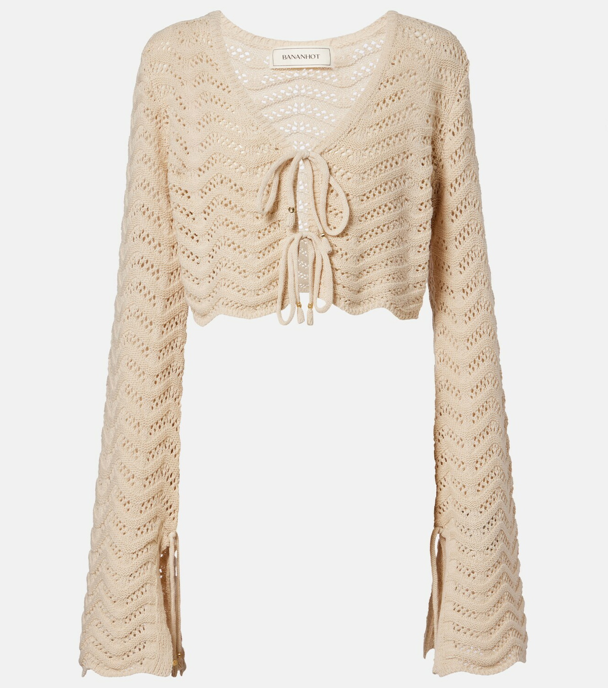 Bananhot Miana open-knit cotton-blend crop top