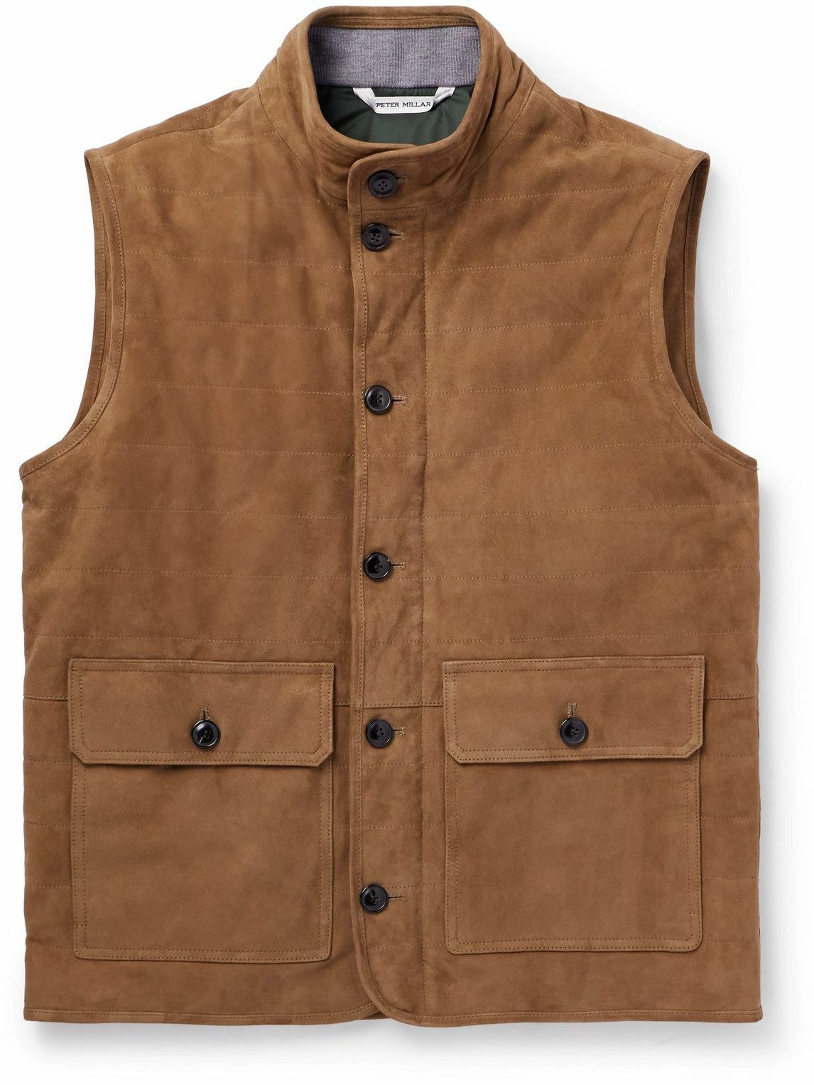 Photo: Peter Millar - Greenwich Padded Quilted Suede Gilet - Brown