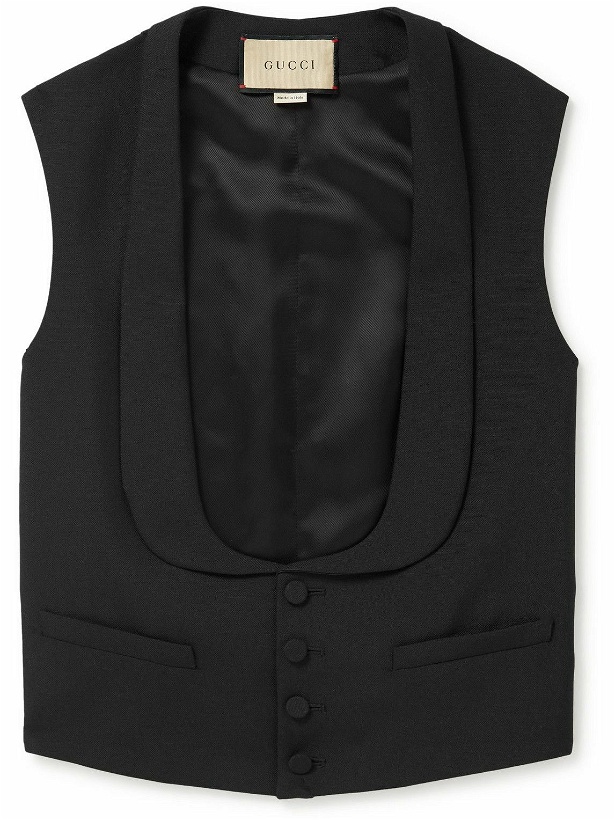 Photo: GUCCI - Shawl-Collar Wool and Mohair-Blend Waistcoat - Black