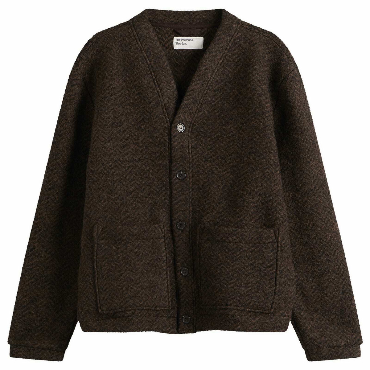 Universal Works Men's Raven Fleece Advance Cardigan in Brown
