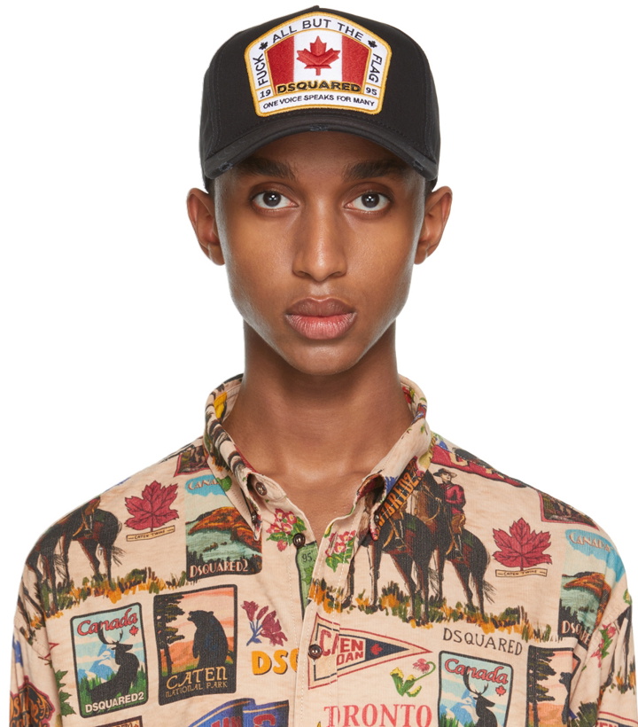 Photo: Dsquared2 Black Embroidered Patch Baseball Cap