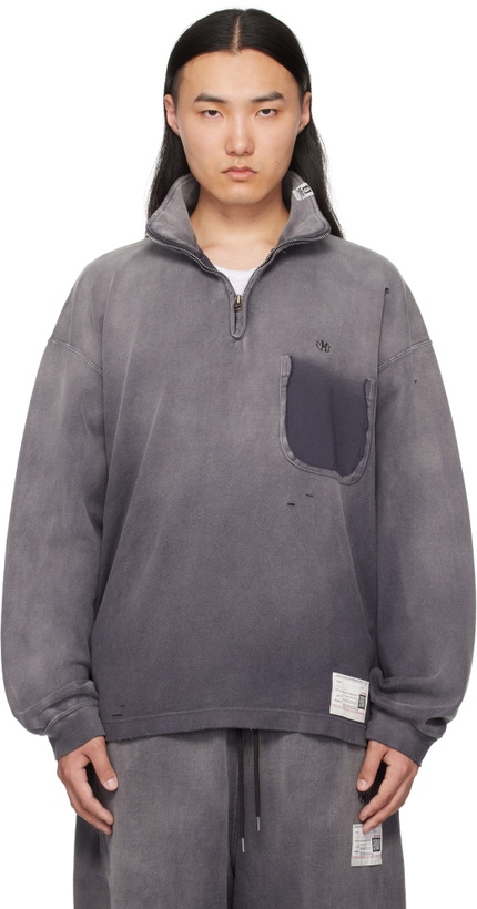Photo: Maison MIHARA YASUHIRO Black Sun Faded Quarter Zip-Up Sweatshirt