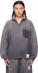 Maison MIHARA YASUHIRO Black Sun Faded Quarter Zip-Up Sweatshirt