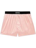 TOM FORD - Velvet-Trimmed Stretch-Silk Satin Boxer Briefs - Pink