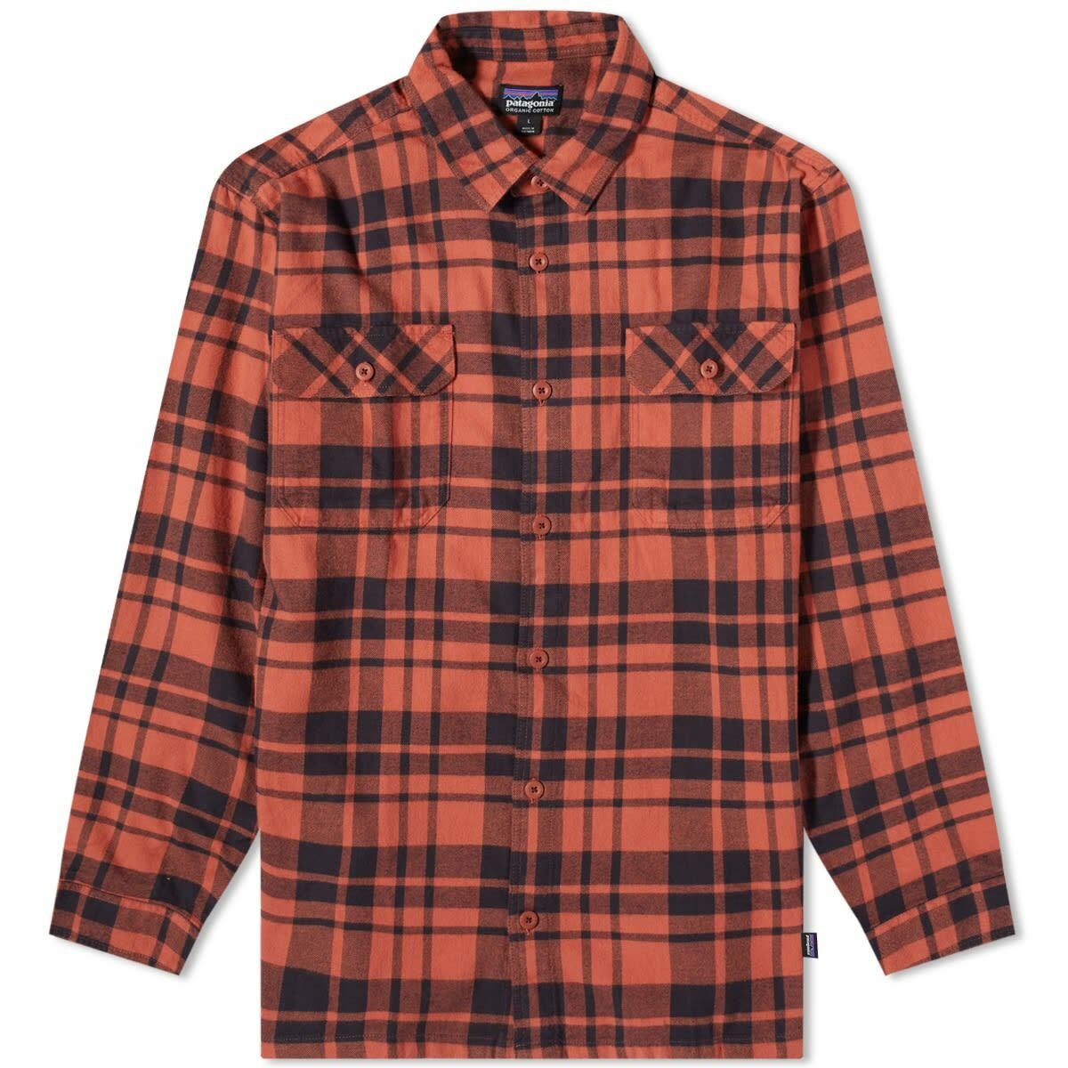 Photo: Patagonia Men's Organic Cotton Fjord Flannel Shirt in Ice Caps: Burl Red