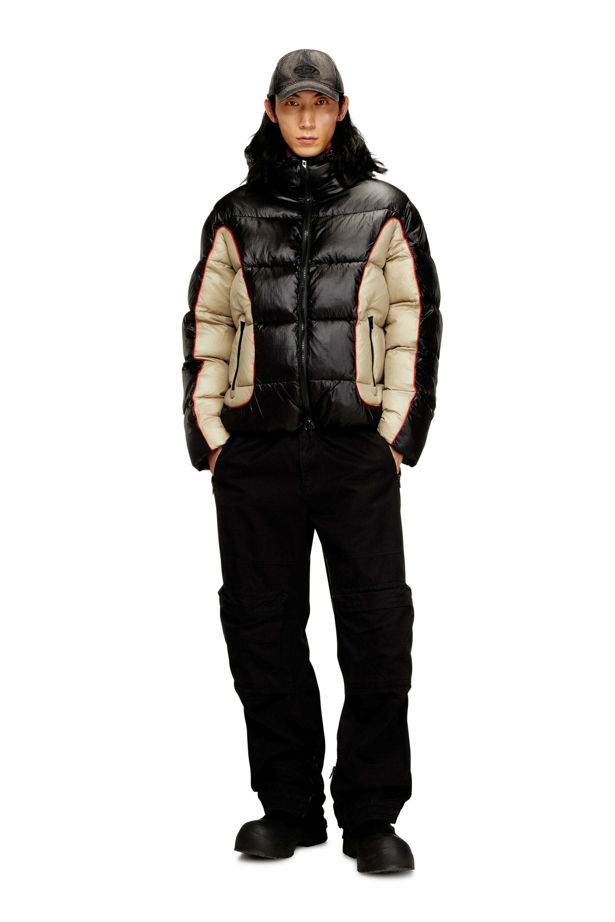 Diesel Hooded puffer jacket in shiny ripstop - Winter Jackets Mens in Multicolor