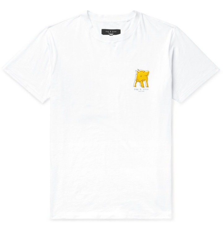 Photo: rag & bone - Printed Cotton-Jersey T-Shirt - White