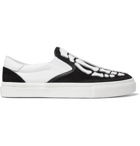 AMIRI - Skel Toe Leather-Appliquéd Canvas and Suede Slip-On Sneakers - Black