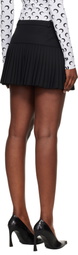 Marine Serre Black Virgin Wool Stretch Twill Miniskirt