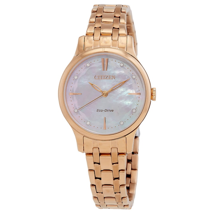 Photo: Citizen Eco-Drive Crystal Pink Mother of Pearl Dial Ladies Watch EM0893-87Y