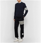 Thom Browne - Striped Grosgrain-Trimmed Cotton Sweater - Blue
