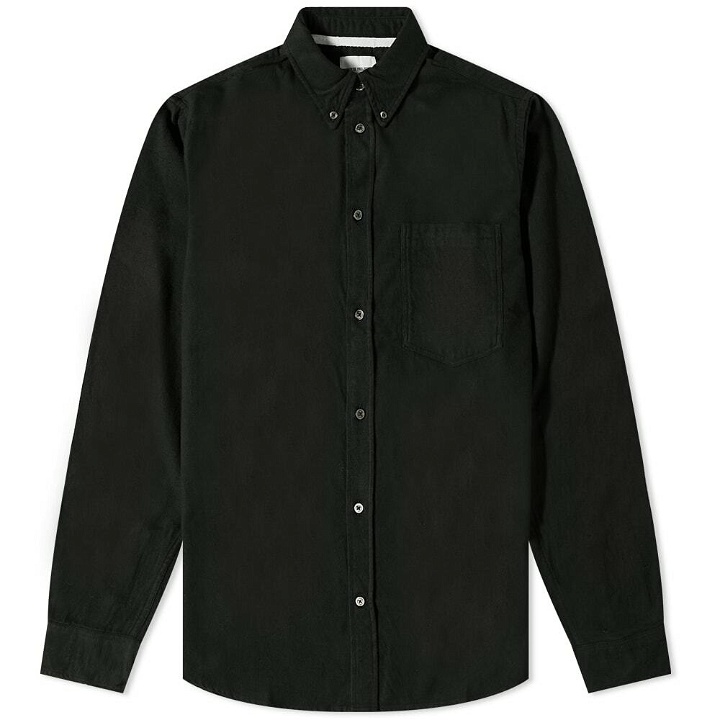 Photo: Norse Projects Men's Anton Brushed Flannel Button Down Shirt in Dark Green