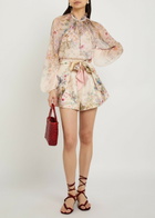 Zimmermann Rebellion Billow Floral-print Georgette Blouse Cream