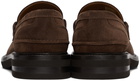 Brunello Cucinelli Brown Suede Split-Toe Penny Loafers