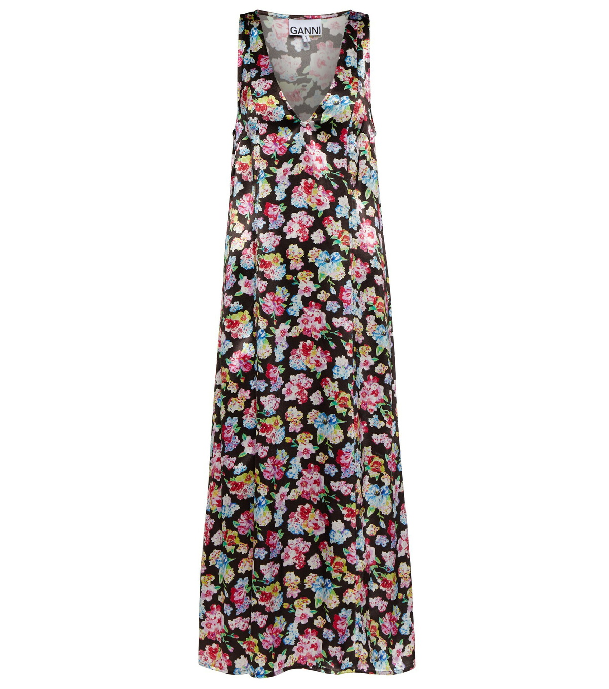 Ganni Floral satin midi dress GANNI