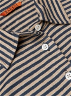 BARENA - Striped Linen Polo Shirt - Blue