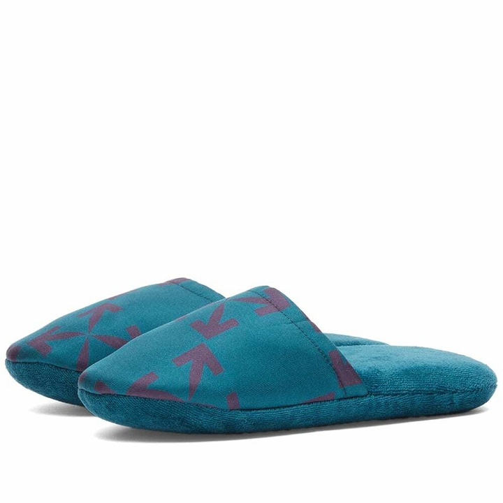 Photo: Off-White Arrow Pattern Slippers in Aubergine