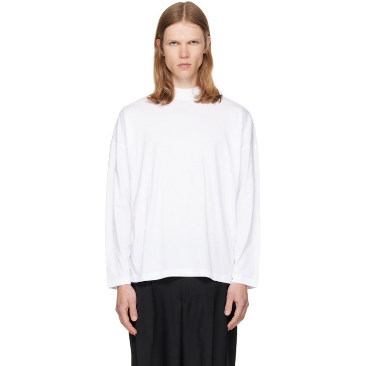 Photo: Jil Sander White Cotton Mock-Neck T-shirt
