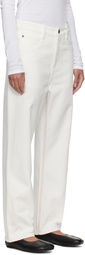 Fax Copy Express White Red Stitch Straight Jeans