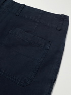 Mr P. - Samuel Straight-Leg Garment-Dyed Cotton and Linen-Blend Twill Cargo Trousers - Blue