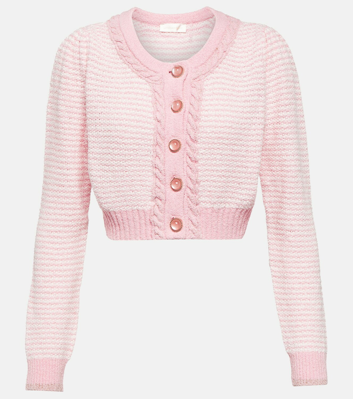 LOVESHACKFANCY Cropped pointelle-knit cardigan