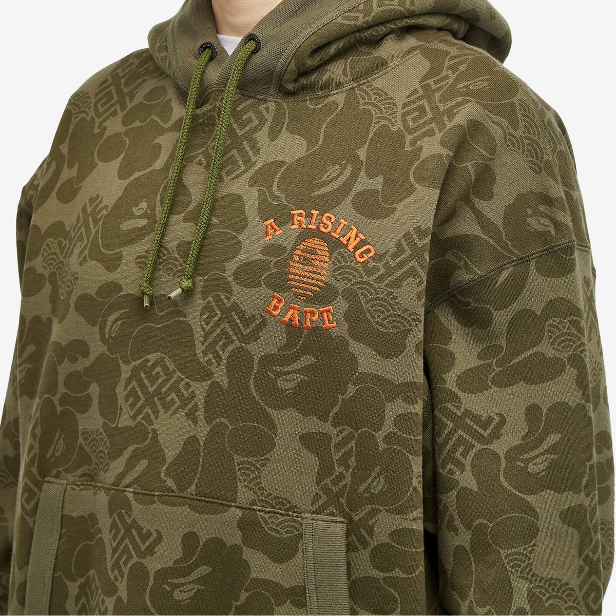 A Bathing Ape Men's Asia Camo Pullover Hoodie in Olive Drab