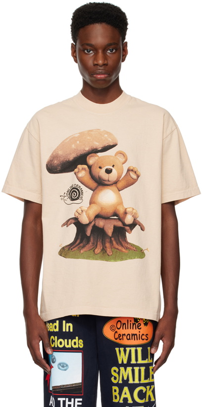 Photo: Online Ceramics Tan 'Bear Sitting On Mushroom' T-Shirt