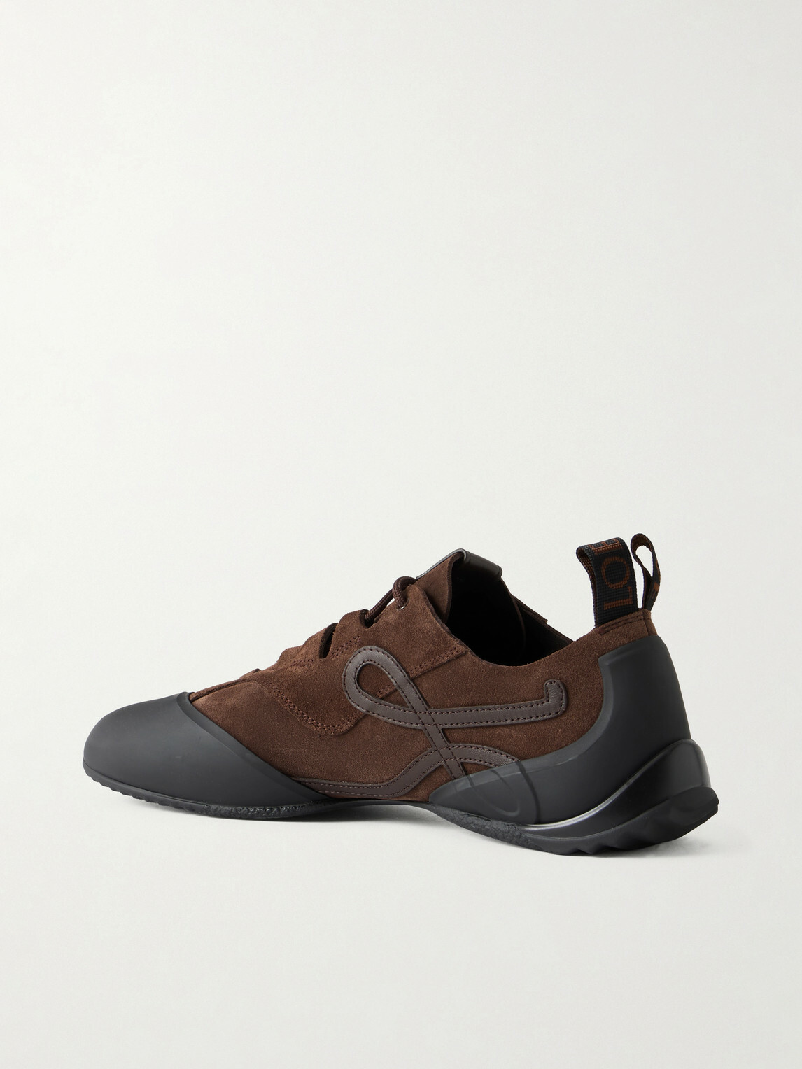 LOEWE - Grip Logo-Appliquéd Trimmed-Suede Sneakers - Brown