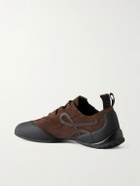 LOEWE - Grip Logo-Appliquéd Trimmed-Suede Sneakers - Brown