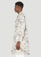 Abstract Print Trench Coat in Grey