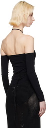 ANDREĀDAMO Black Halter Bodysuit