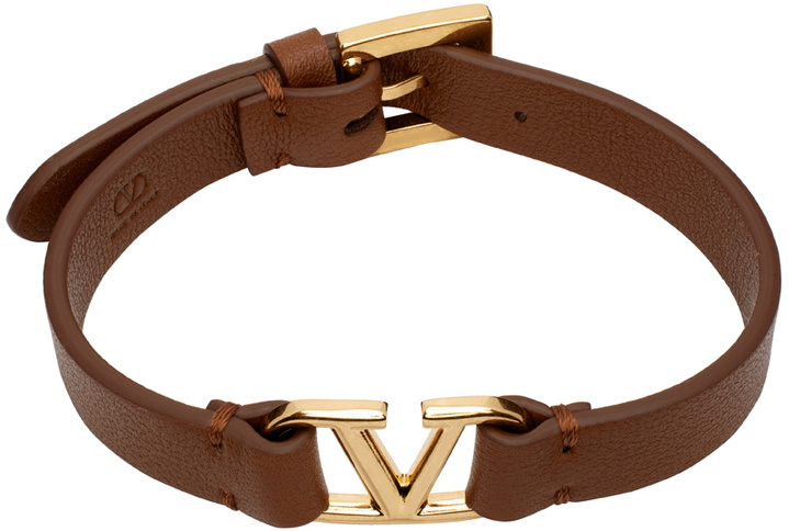 Photo: Valentino Garavani Brown VLogo Signature Calfskin Bracelet