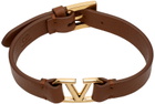 Valentino Garavani Brown VLogo Signature Calfskin Bracelet