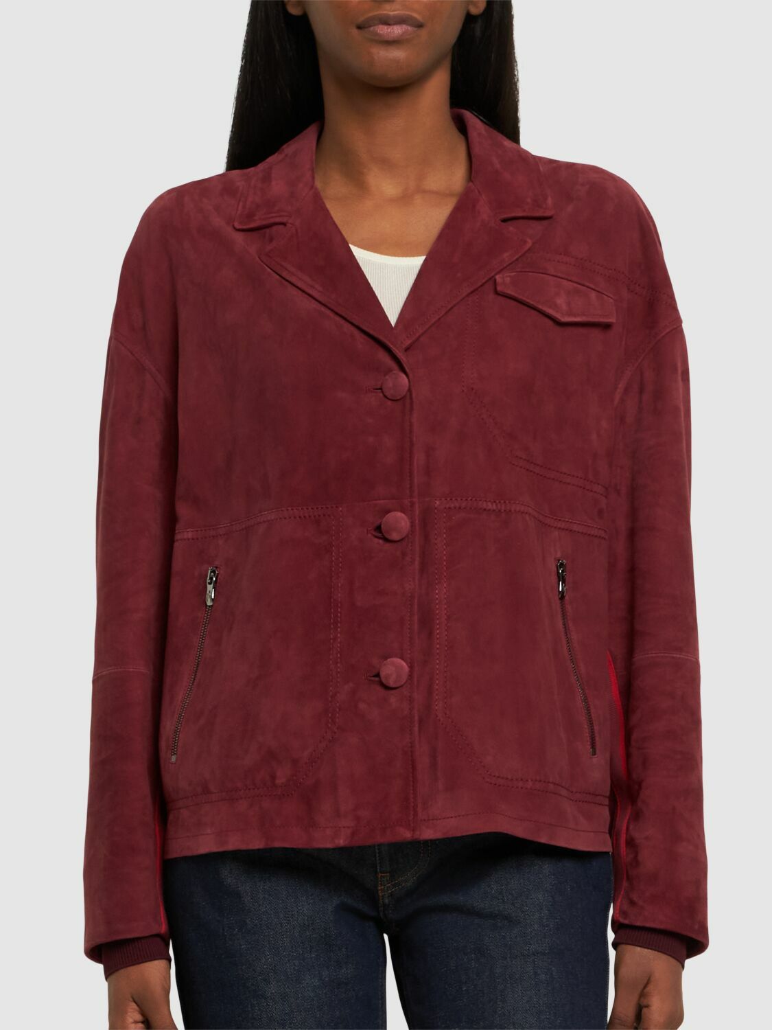 FERRARI - Single Breasted Suede Jacket
