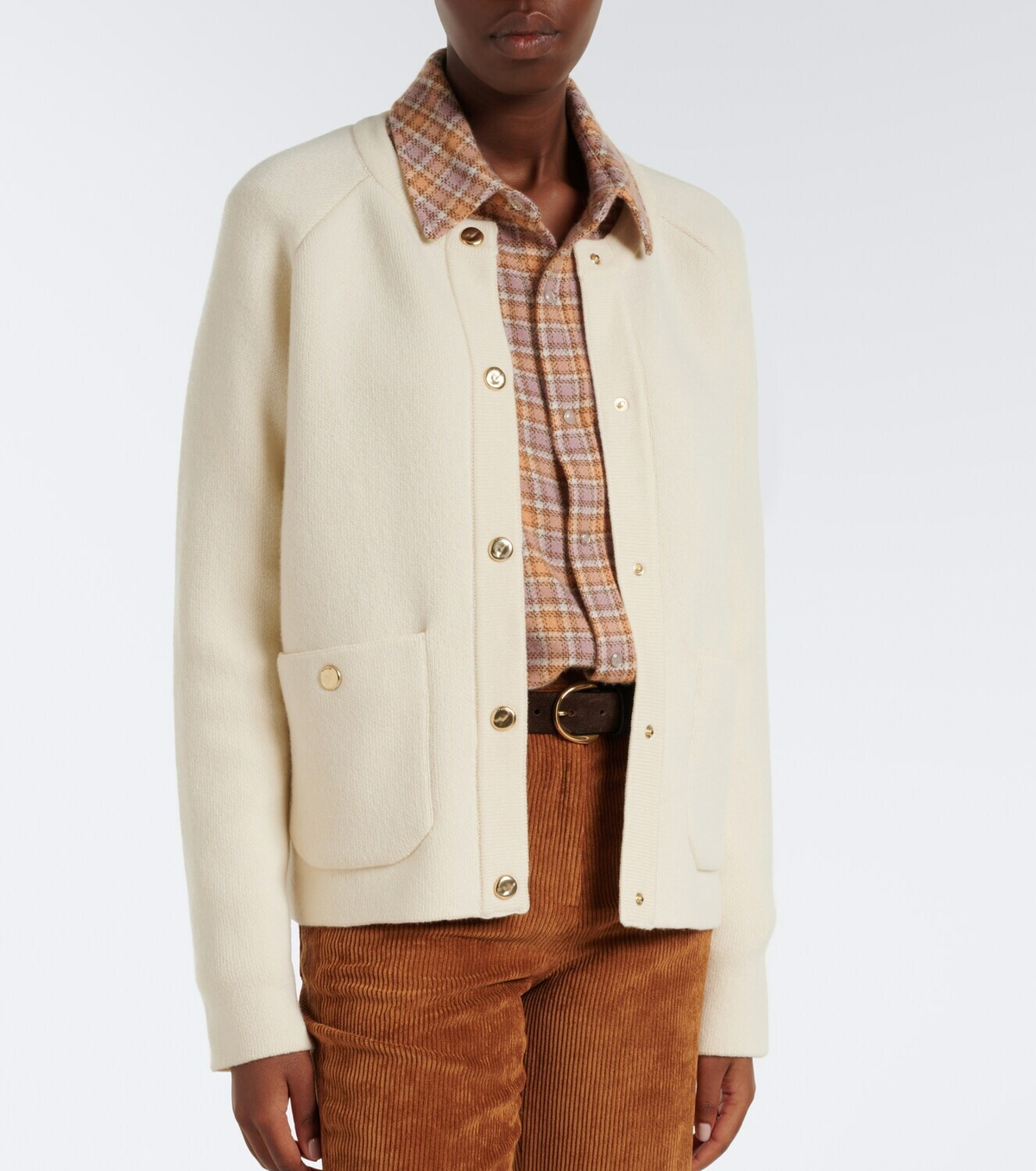 Moncler Wool, cotton, and cashmere-blend cardigan