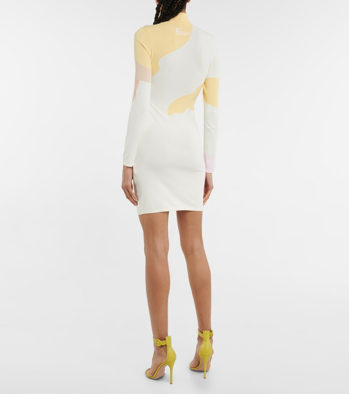 Fendi Colorblocked mockneck minidress