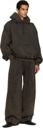 ALAINPAUL Brown Gathered Neckline Hoodie