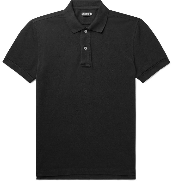 Photo: TOM FORD - Slim-Fit Garment-Dyed Cotton-Piqué Polo Shirt - Black