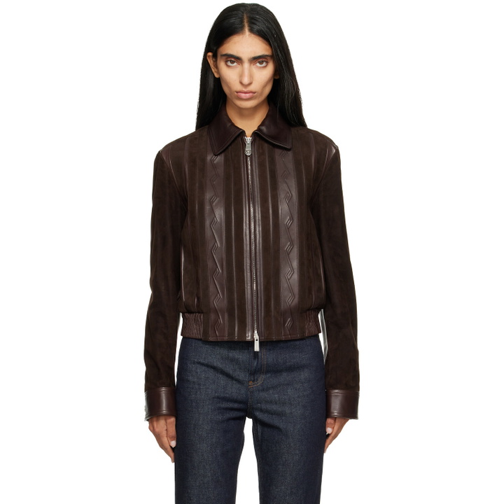 Photo: Versace Brown Nappa Leather & Suede Blouson Jacket