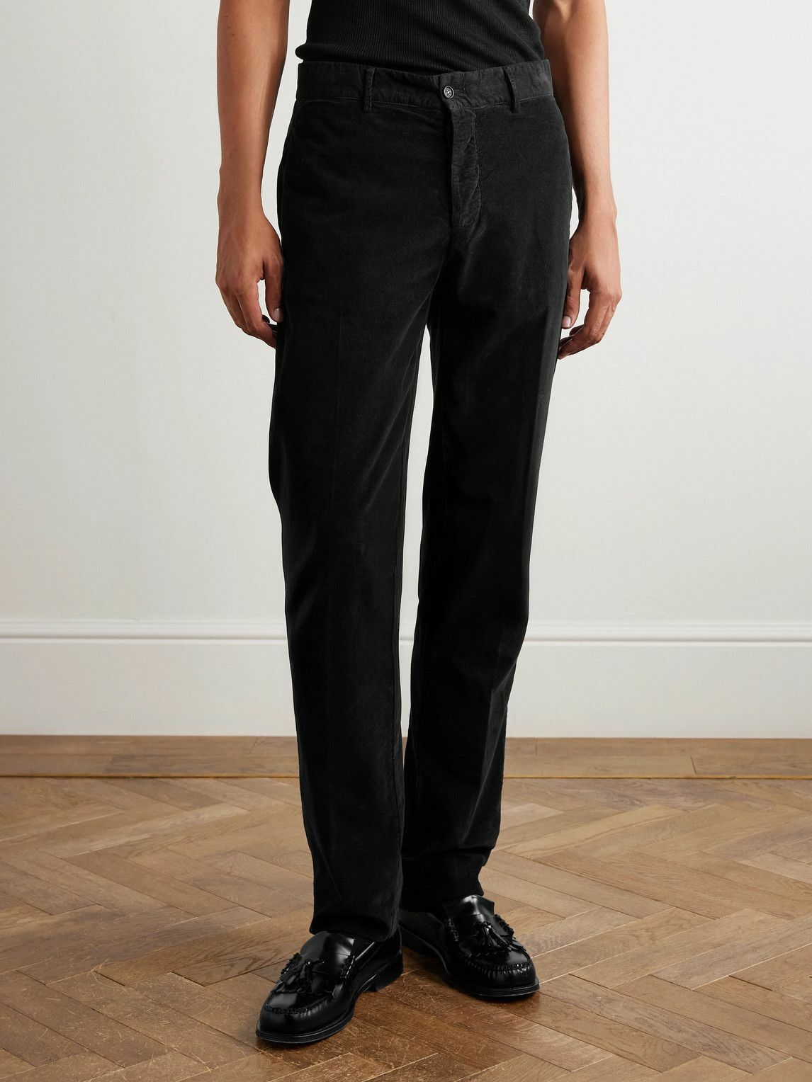 Massimo Alba - Straight-Leg Cotton-Corduroy Trousers - Black