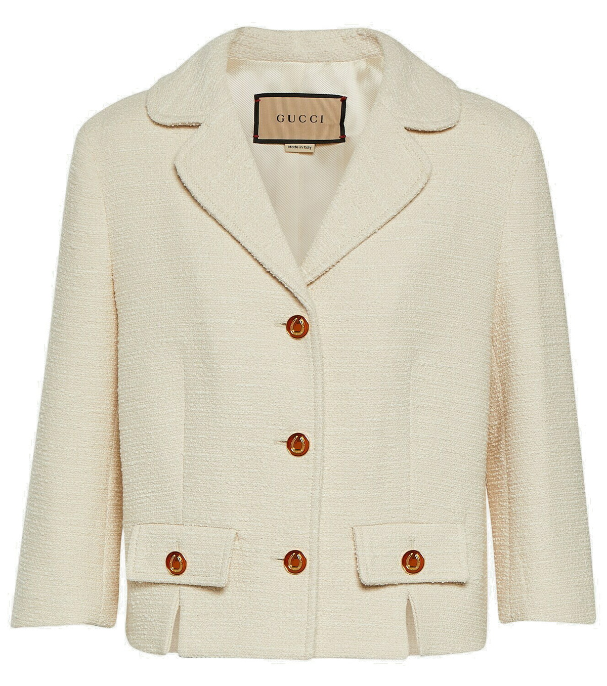 GUCCI★Wool boucle jacket Wool bouclé jacket with embroidery in black | GUCCI® US