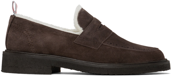 Photo: Thom Browne Brown Shearling Penny Loafers