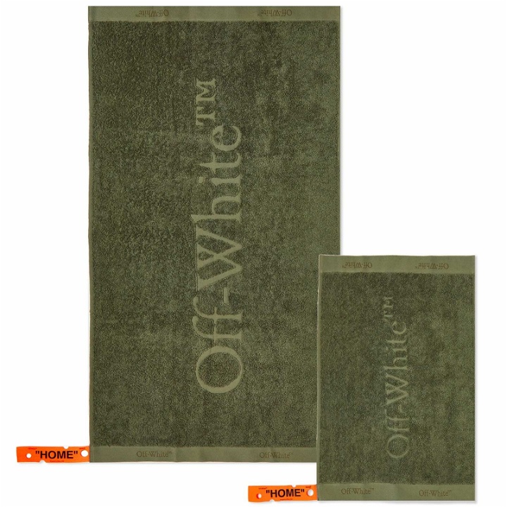 Photo: Off-White Bookish Towel Set in Army Green