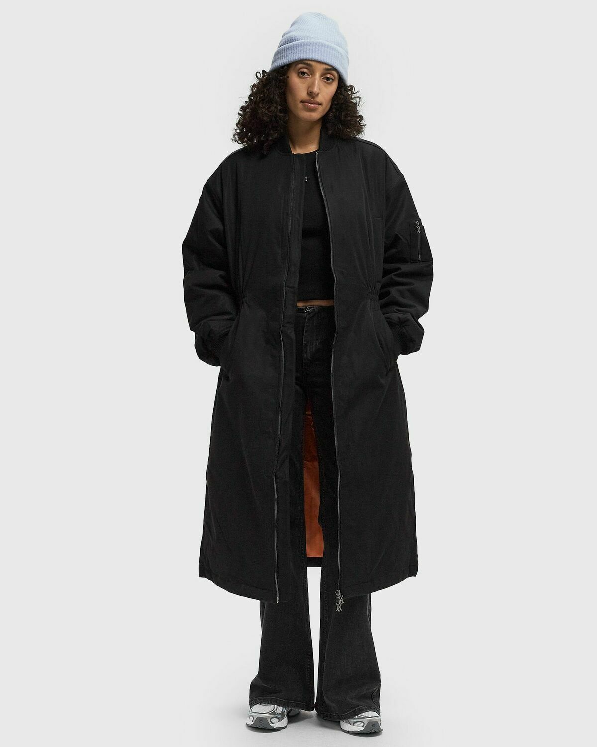 Daily Paper OVERSIZED LONG BOMBER Black Womens Bomber Jacket