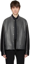 Wooyoungmi Black & Gray Embossed Leather Jacket